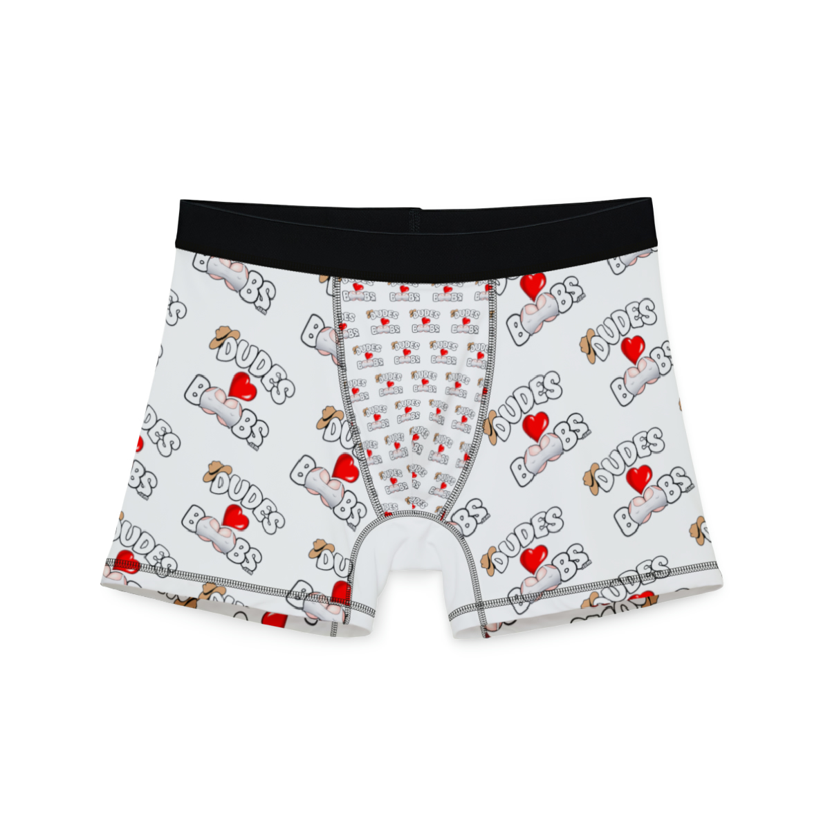 Men's Boxers (AOP) DUDES LOVE BOOBS brand-logo