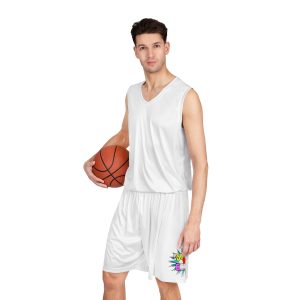 Basketball Shorts (AOP) DUDES LOVE BOOBS brand-logo