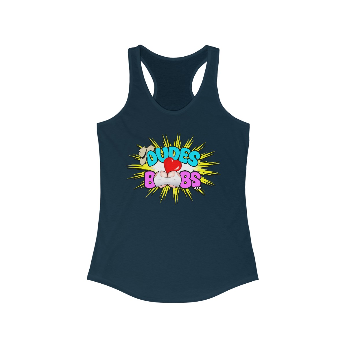 Women's Ideal Racerback Tank, DUDES LOVE BOOBS brand-logo - Image 6