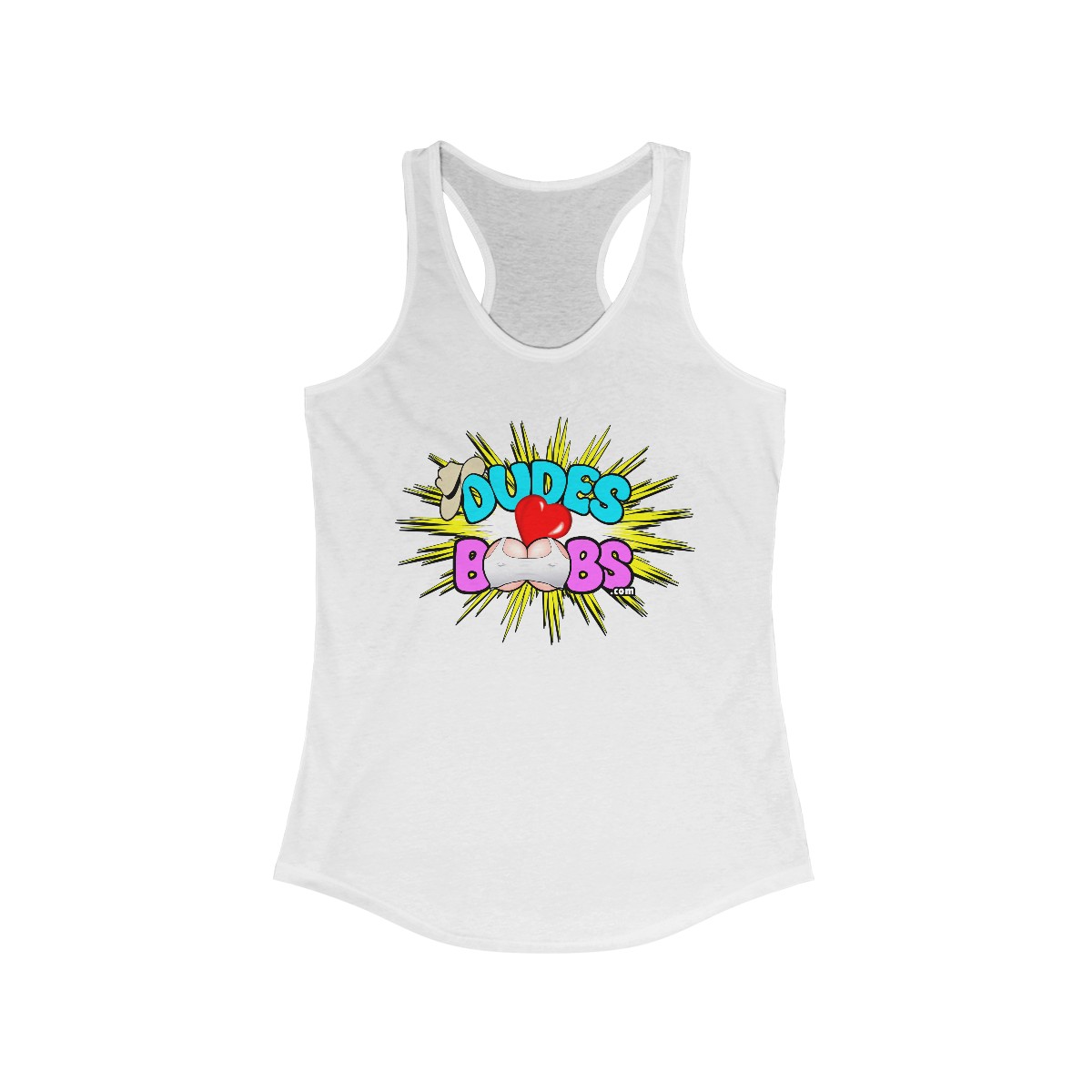 Women's Ideal Racerback Tank, DUDES LOVE BOOBS brand-logo - Image 2