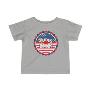 Infant Fine Jersey Tee, DUDED LOVE BOOBS brand, freedom logo, independence day, 4th of july
