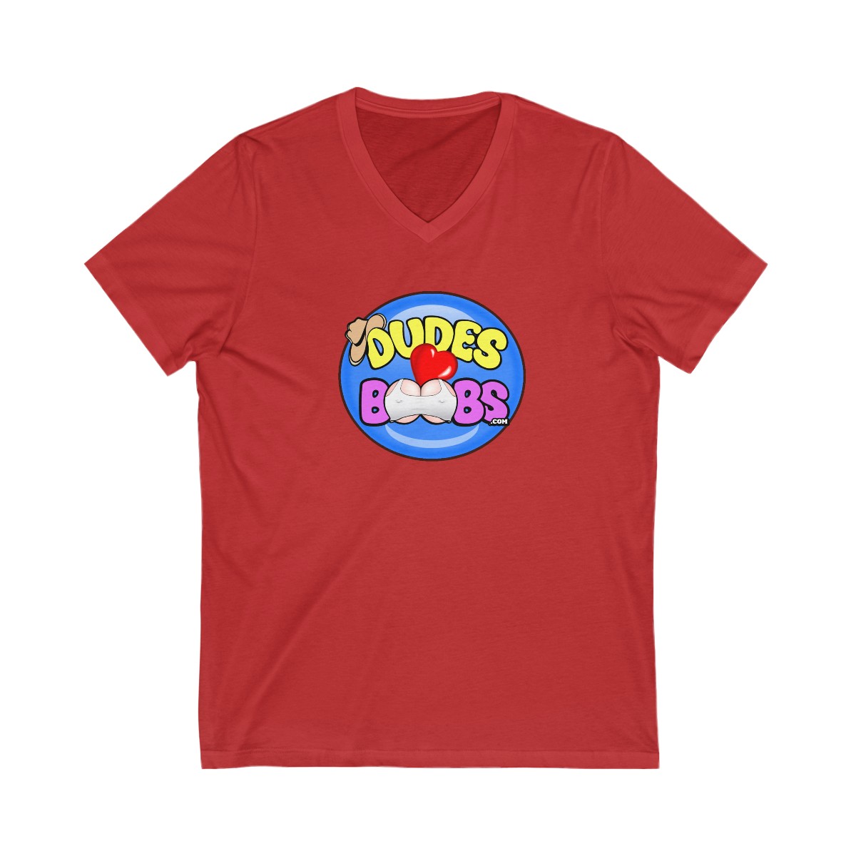 Unisex Jersey Short Sleeve V-Neck Tee, DUDES LOVE BOOBS brand-logo