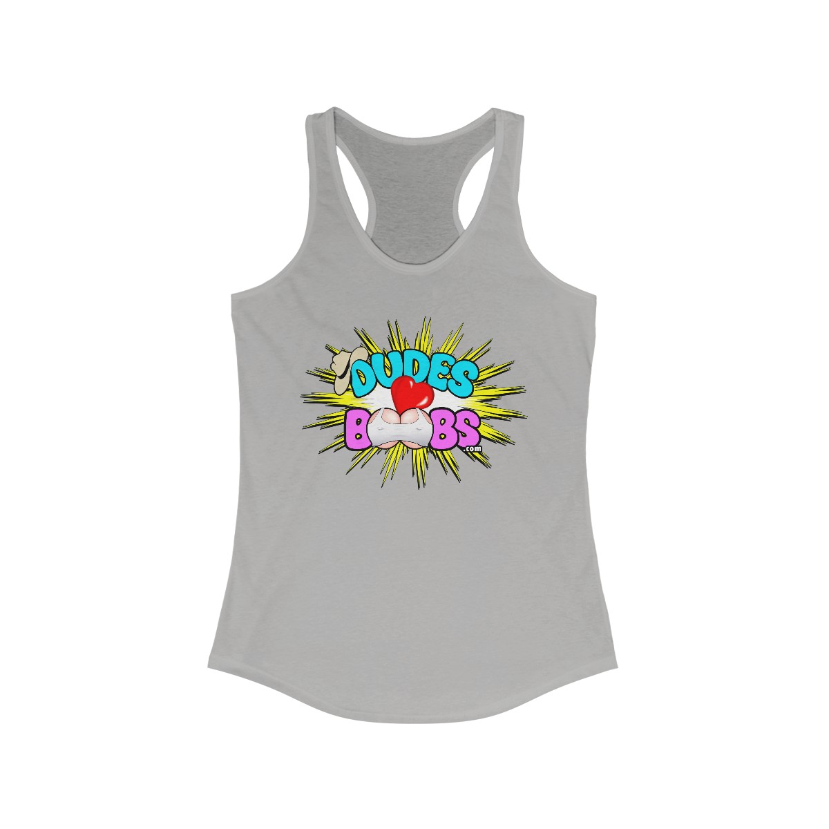 Women's Ideal Racerback Tank, DUDES LOVE BOOBS brand-logo - Image 4