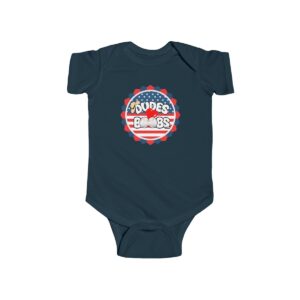 Infant Fine Jersey Bodysuit, DUDES LOVE BOOBS brand, freedom logo, american flag, 4th of july