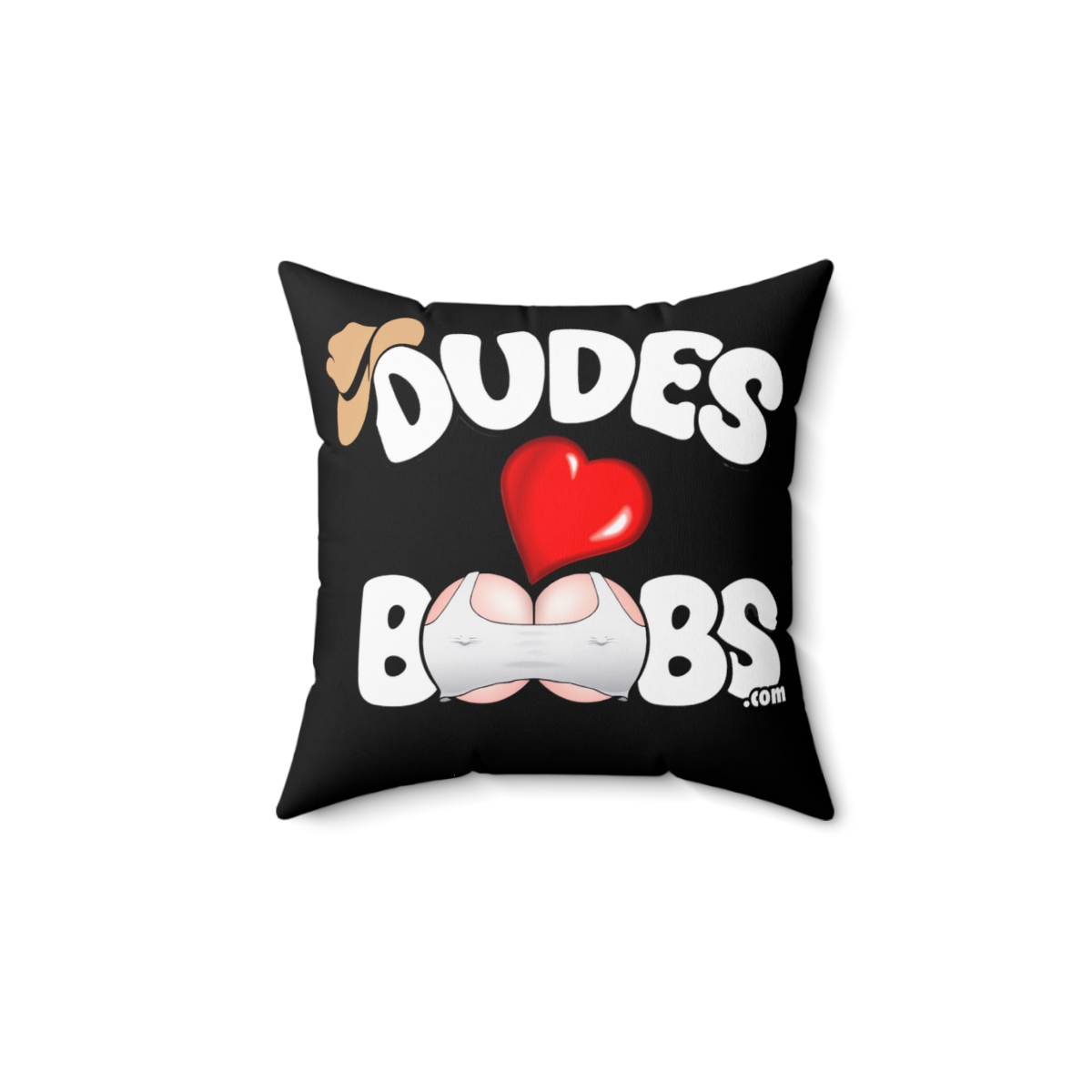 Spun Polyester Square Pillow DUDES LOVE BOOBS brand-logo