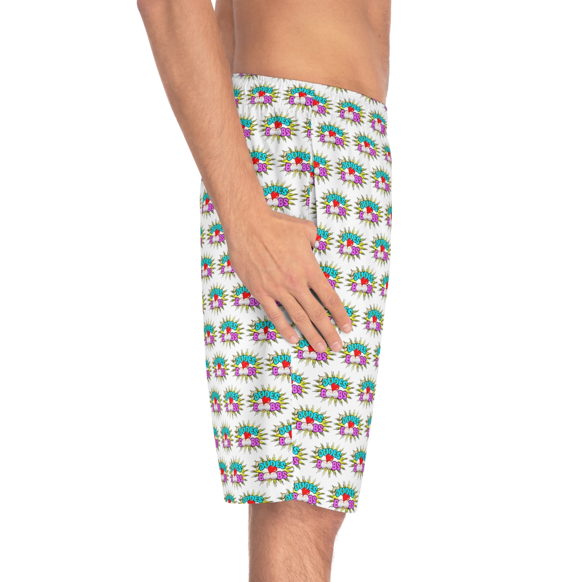 Men's Board Shorts (AOP), DUDES LOVE BOOBS brand-logo - Image 6