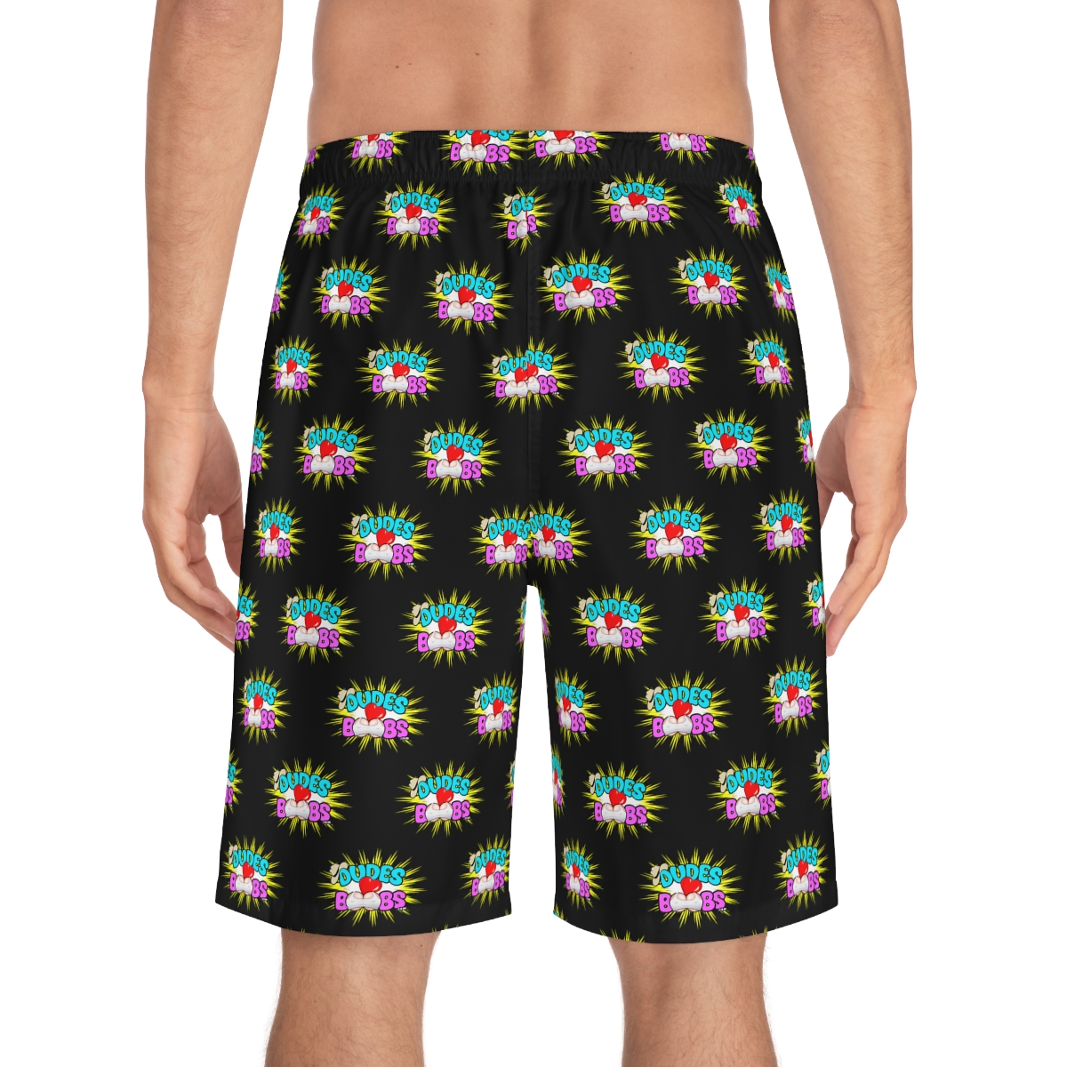Men's Board Shorts (AOP), DUDES LOVE BOOBS brand-logo - Image 4