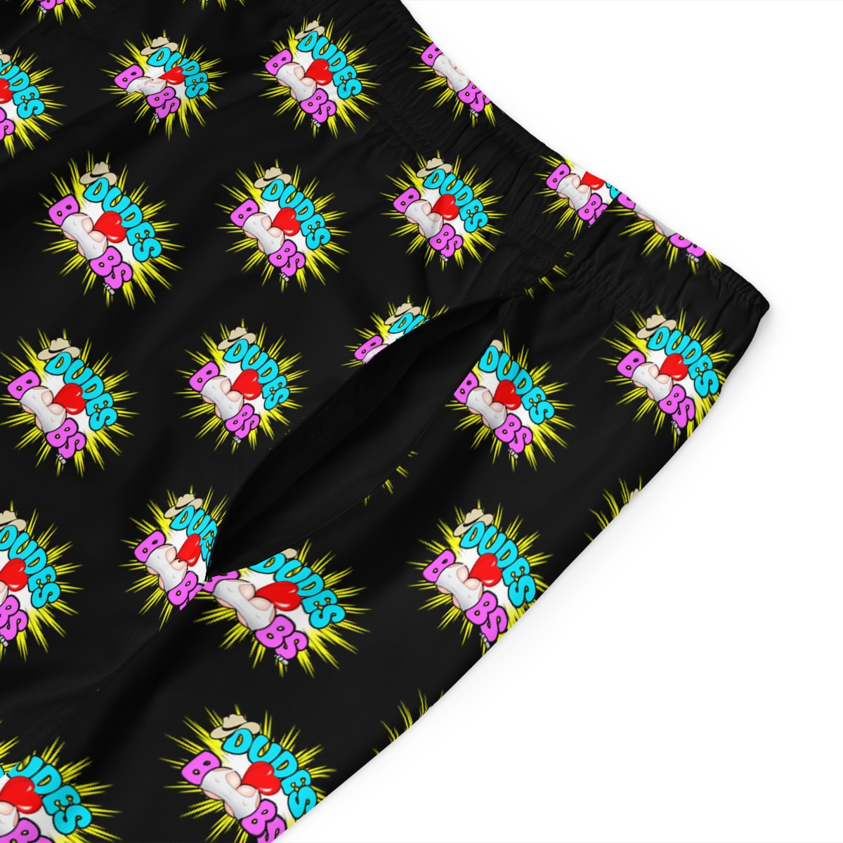 Men's Board Shorts (AOP), DUDES LOVE BOOBS brand-logo - Image 7