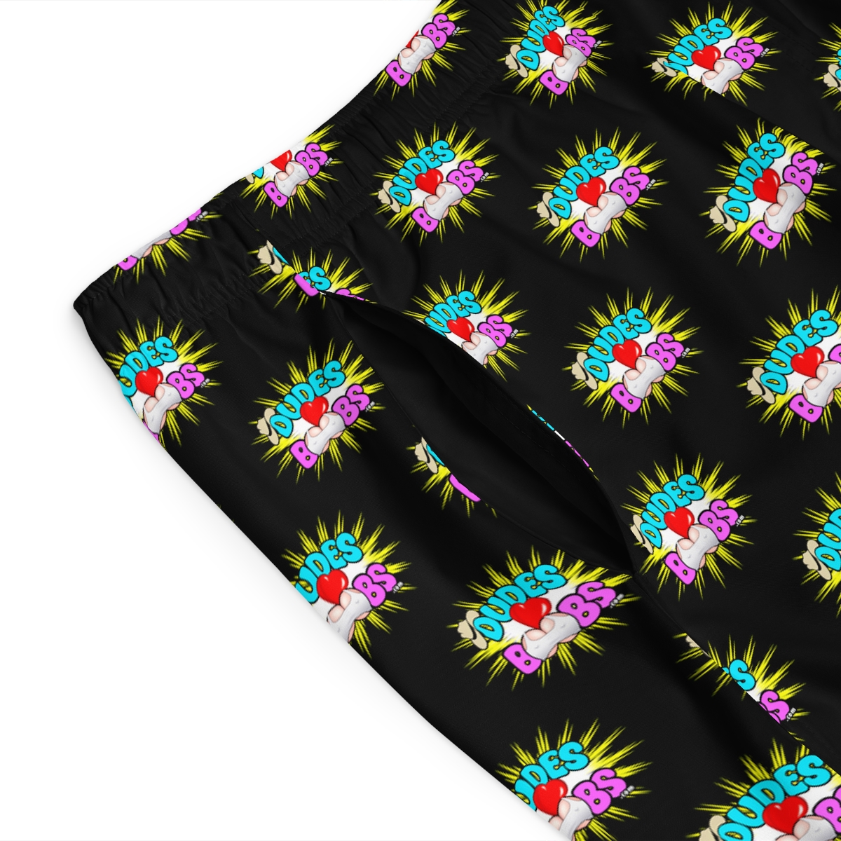 Men's Board Shorts (AOP), DUDES LOVE BOOBS brand-logo - Image 8