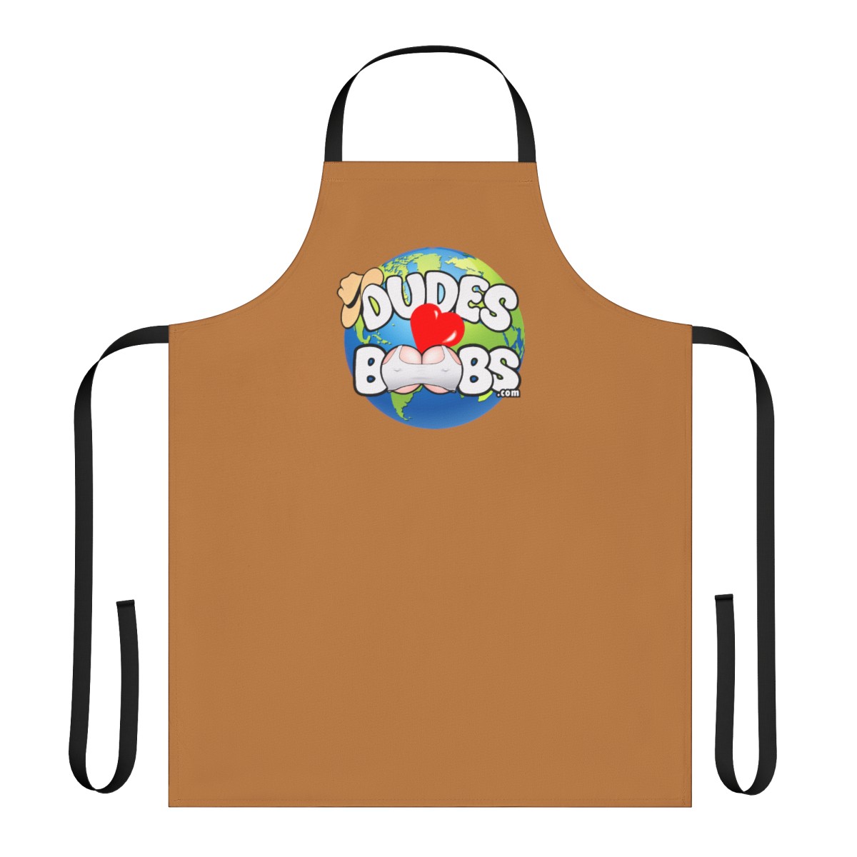 Apron, 5-Color Straps (AOP) DUDES LOVE BOOBS brand, earth logo - Image 2