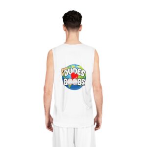 Basketball Jersey (AOP), DUDES LOVE BOOBS brand, earth logo