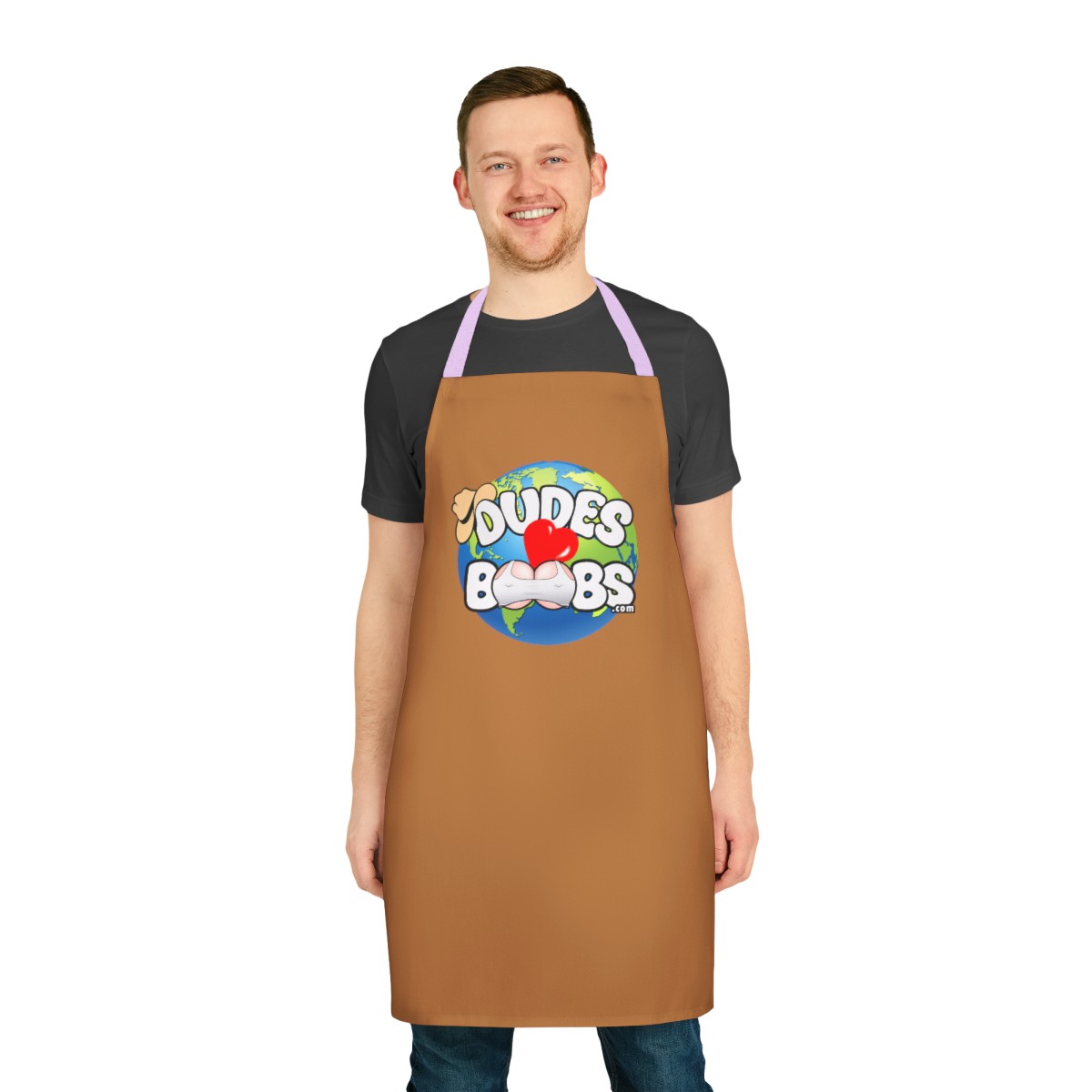 Apron, 5-Color Straps (AOP) DUDES LOVE BOOBS brand, earth logo - Image 26