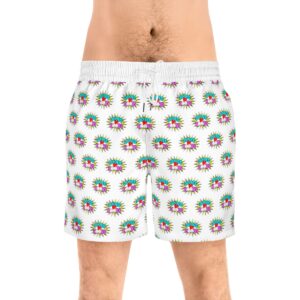 Men's Mid-Length Swim Shorts (AOP), DUDES LOVE BOOBS brand-logo