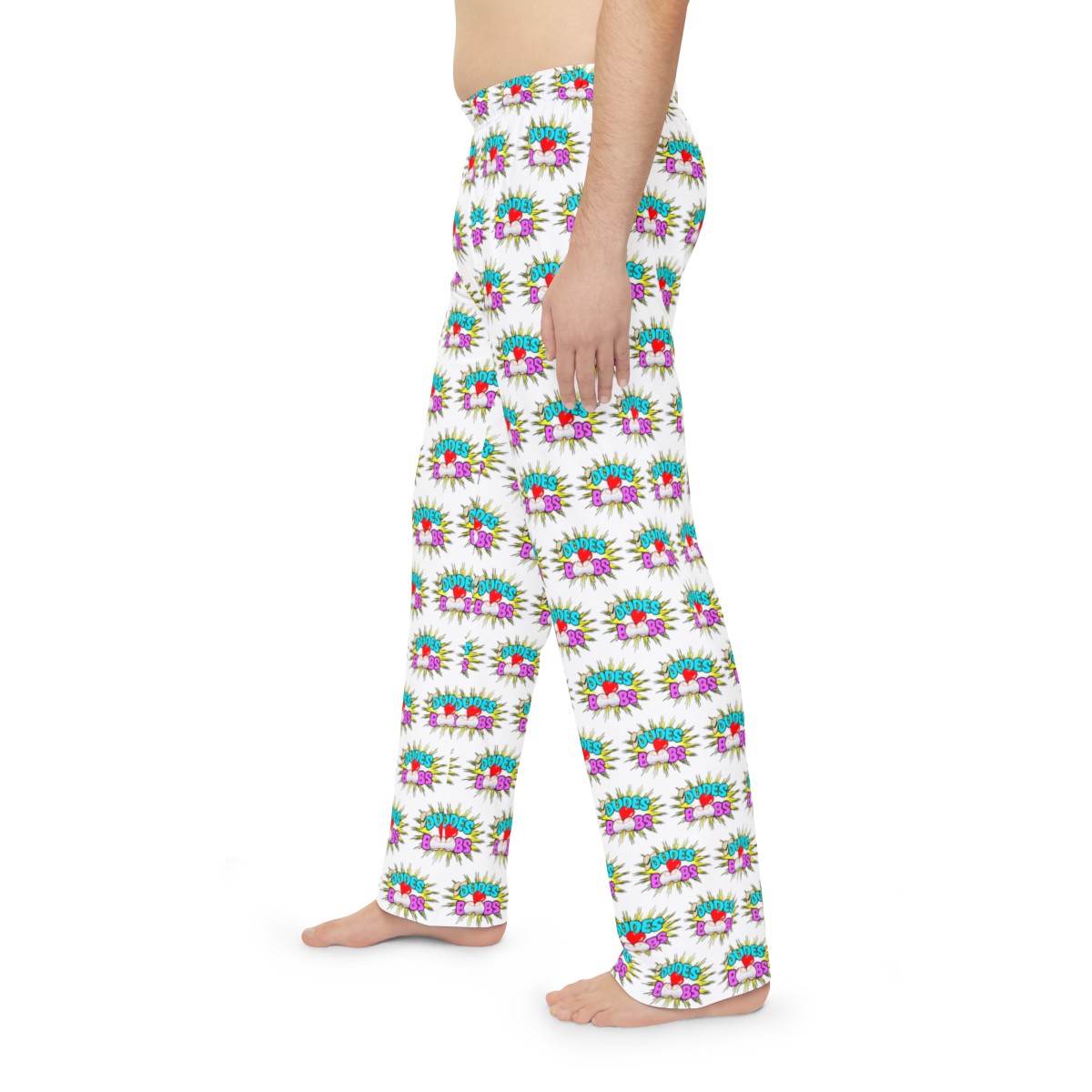 Men's Pajama Pants (AOP) DUDES LOVE BOOBS brand-logo - Image 5
