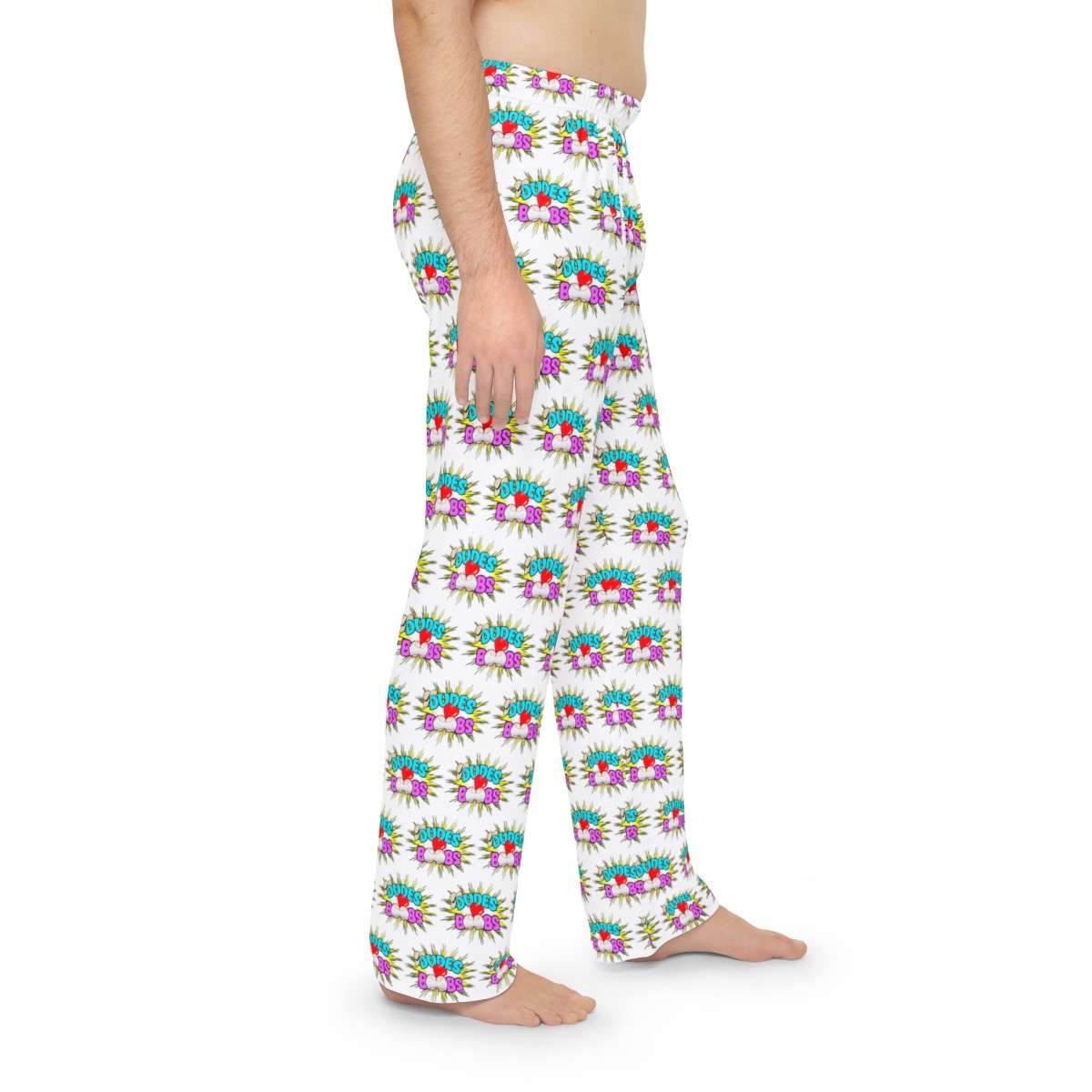 Men's Pajama Pants (AOP) DUDES LOVE BOOBS brand-logo - Image 6