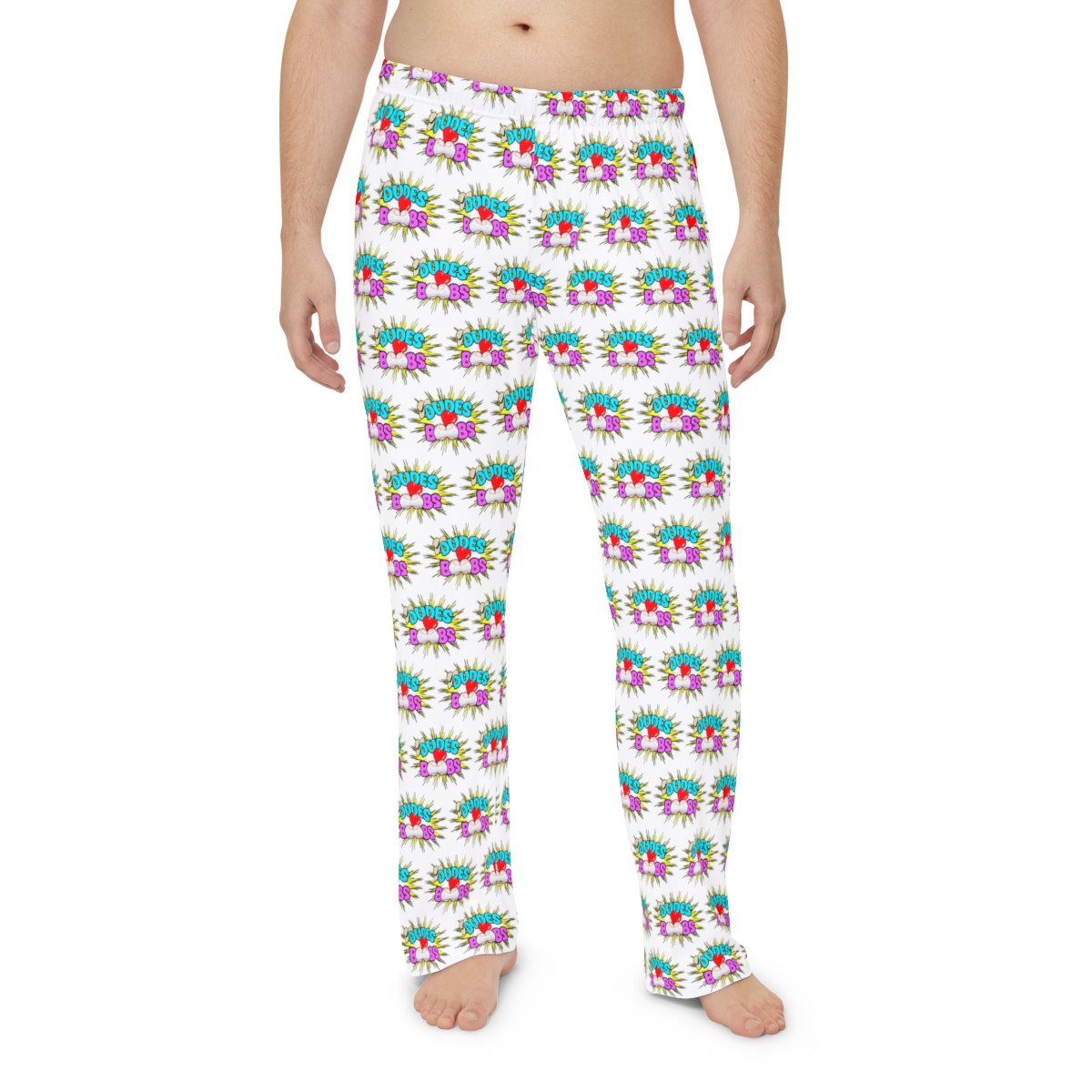 Men's Pajama Pants (AOP) DUDES LOVE BOOBS brand-logo