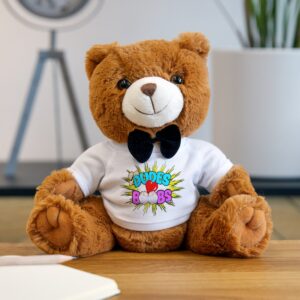 Teddy Bear with T-Shirt, DUDES LOVE BOOBS brand-logo