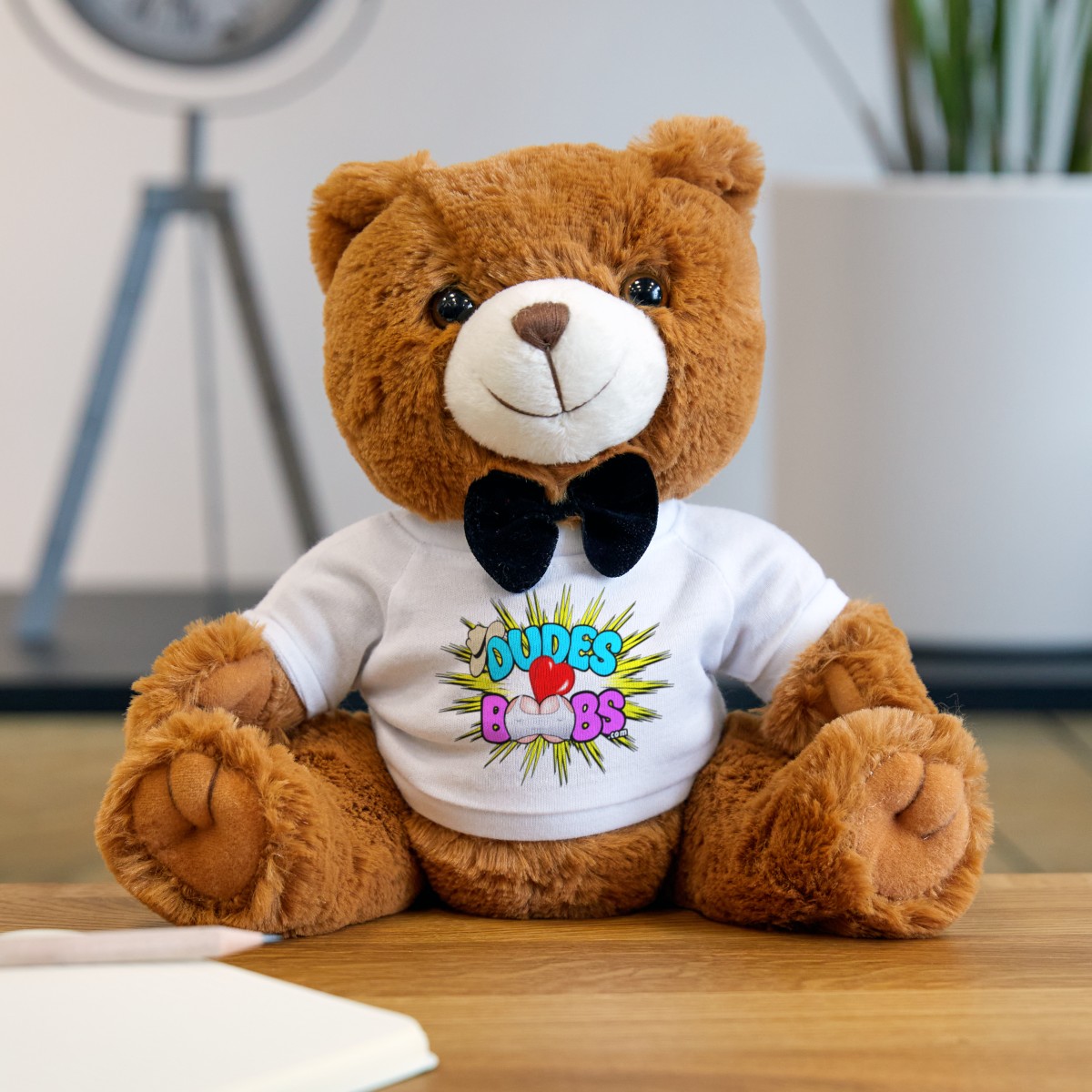 Teddy Bear with T-Shirt, DUDES LOVE BOOBS brand-logo