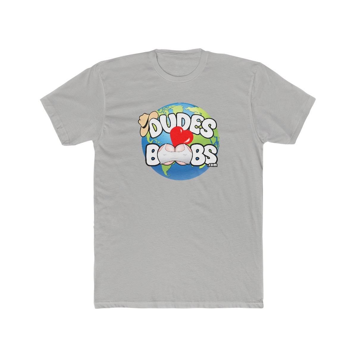 Men's Cotton Crew Tee, DUDES LOVE BOOBS brand, earth logo - Image 7