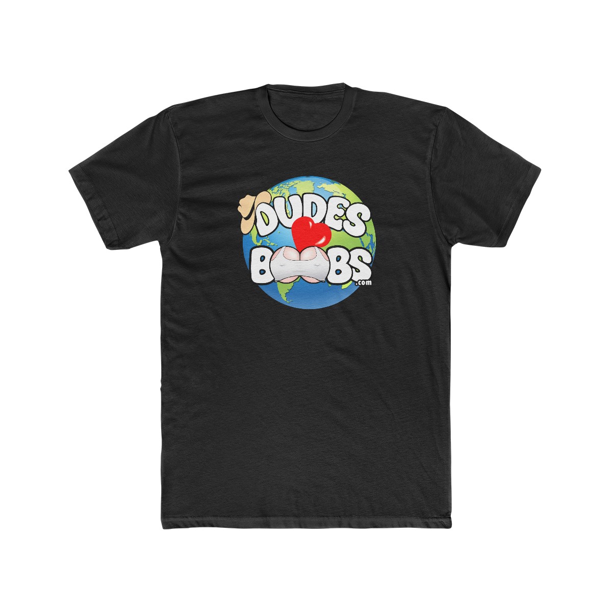 Men's Cotton Crew Tee, DUDES LOVE BOOBS brand, earth logo - Image 5