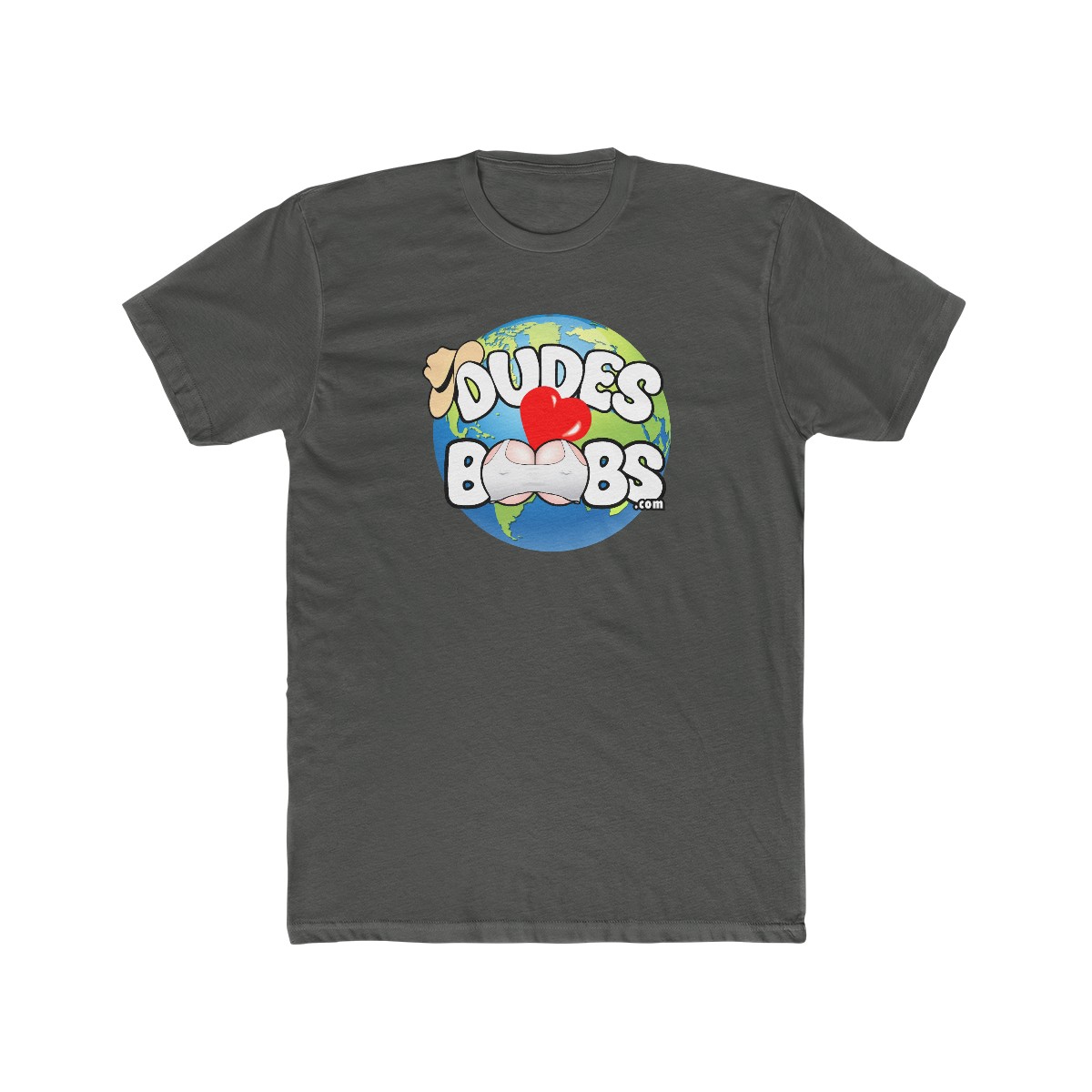 Men's Cotton Crew Tee, DUDES LOVE BOOBS brand, earth logo - Image 11