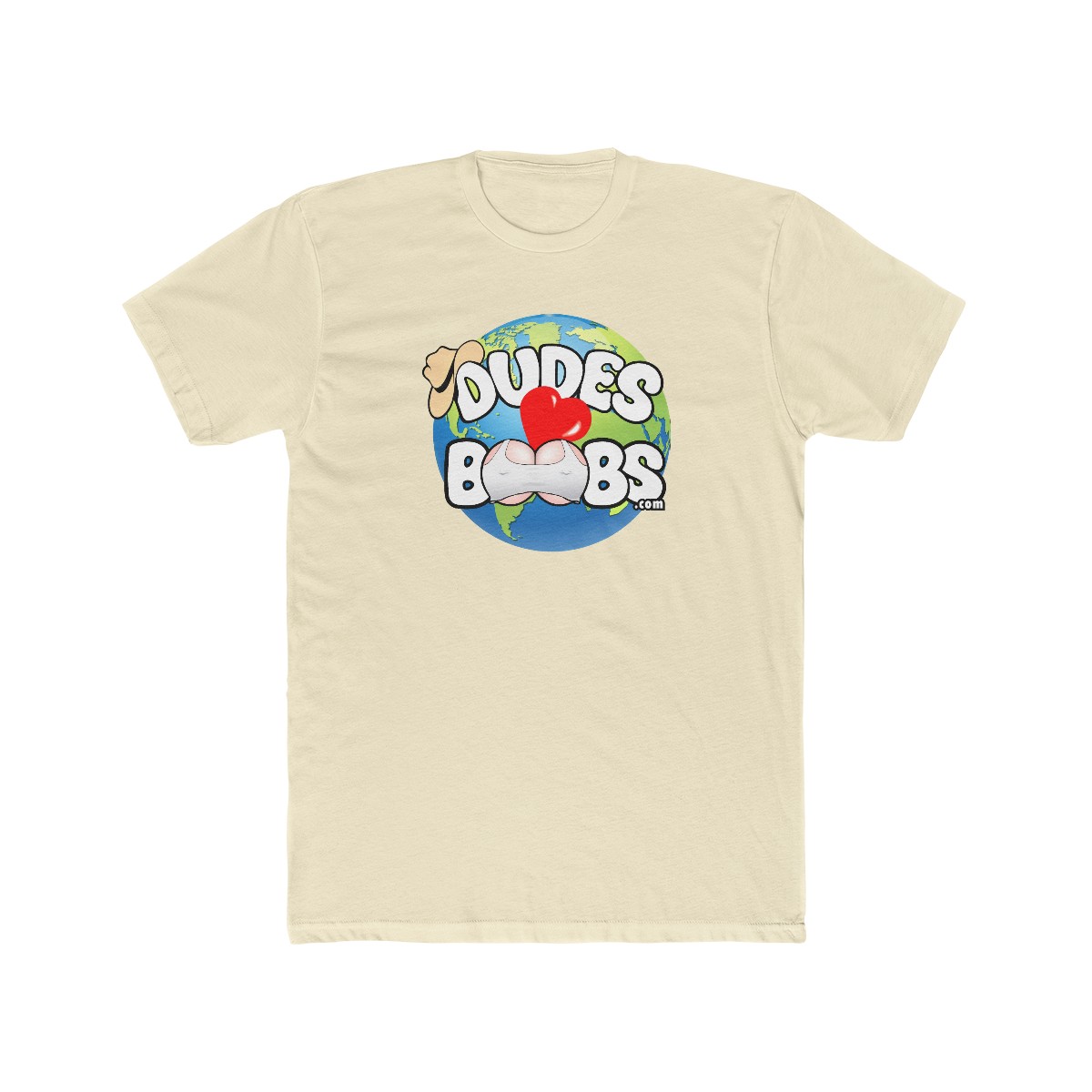 Men's Cotton Crew Tee, DUDES LOVE BOOBS brand, earth logo - Image 9