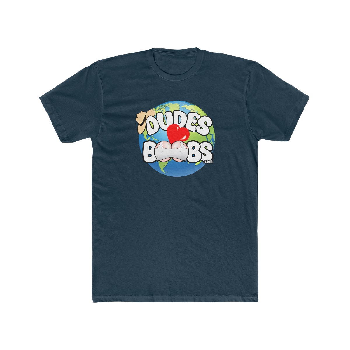 Men's Cotton Crew Tee, DUDES LOVE BOOBS brand, earth logo - Image 13