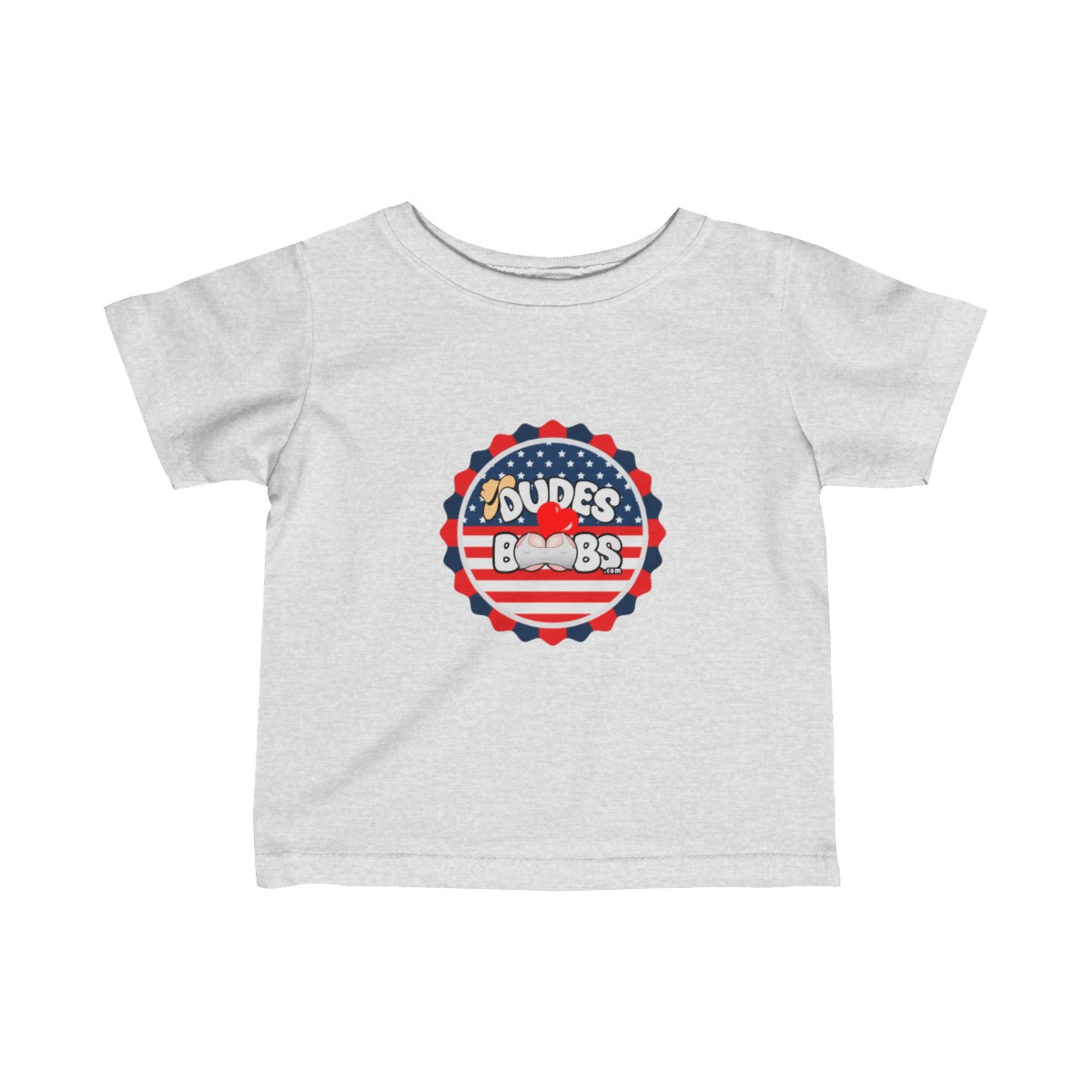 Infant Fine Jersey Tee, DUDES LOVE BOOBS brand, Memorial Day, stars and stripes logo - Image 7