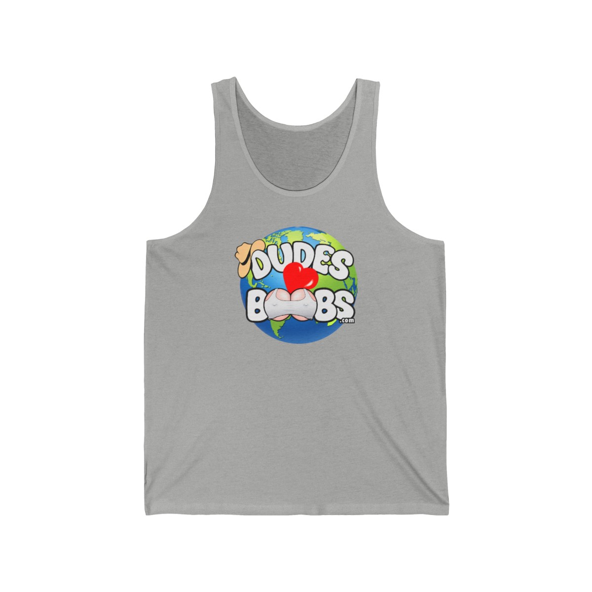 Unisex Jersey Tank, DUDES LOVE BOOBS brand, earth logo - Image 13