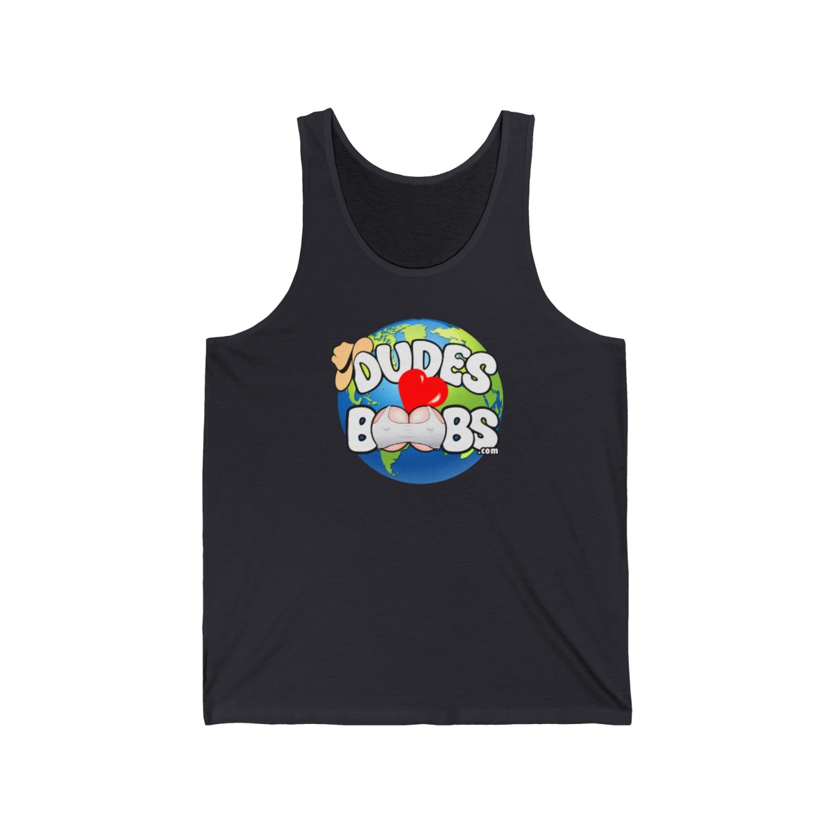 Unisex Jersey Tank, DUDES LOVE BOOBS brand, earth logo - Image 7