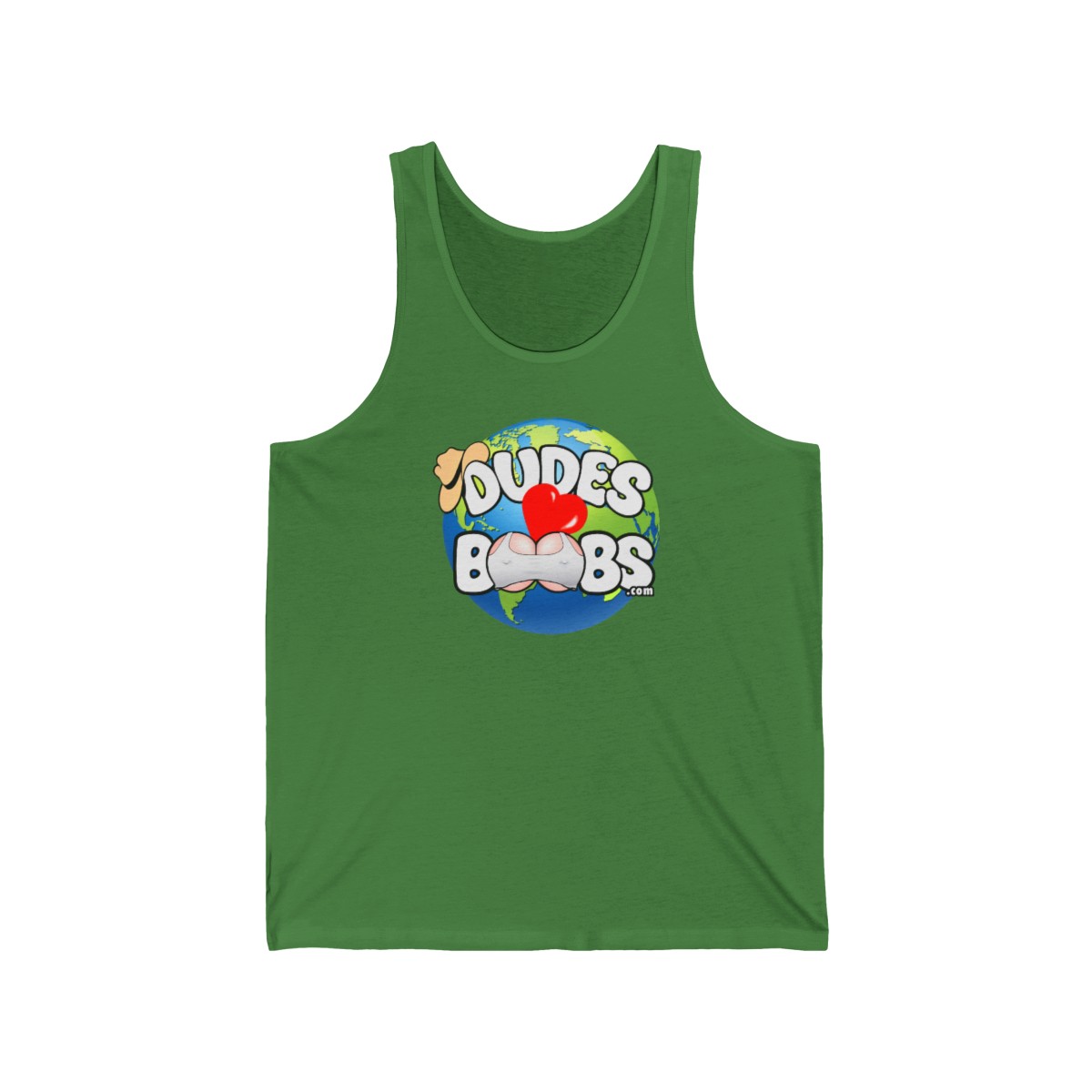 Unisex Jersey Tank, DUDES LOVE BOOBS brand, earth logo - Image 9