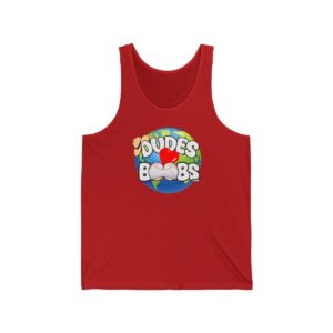 Unisex Jersey Tank, DUDES LOVE BOOBS brand, earth logo