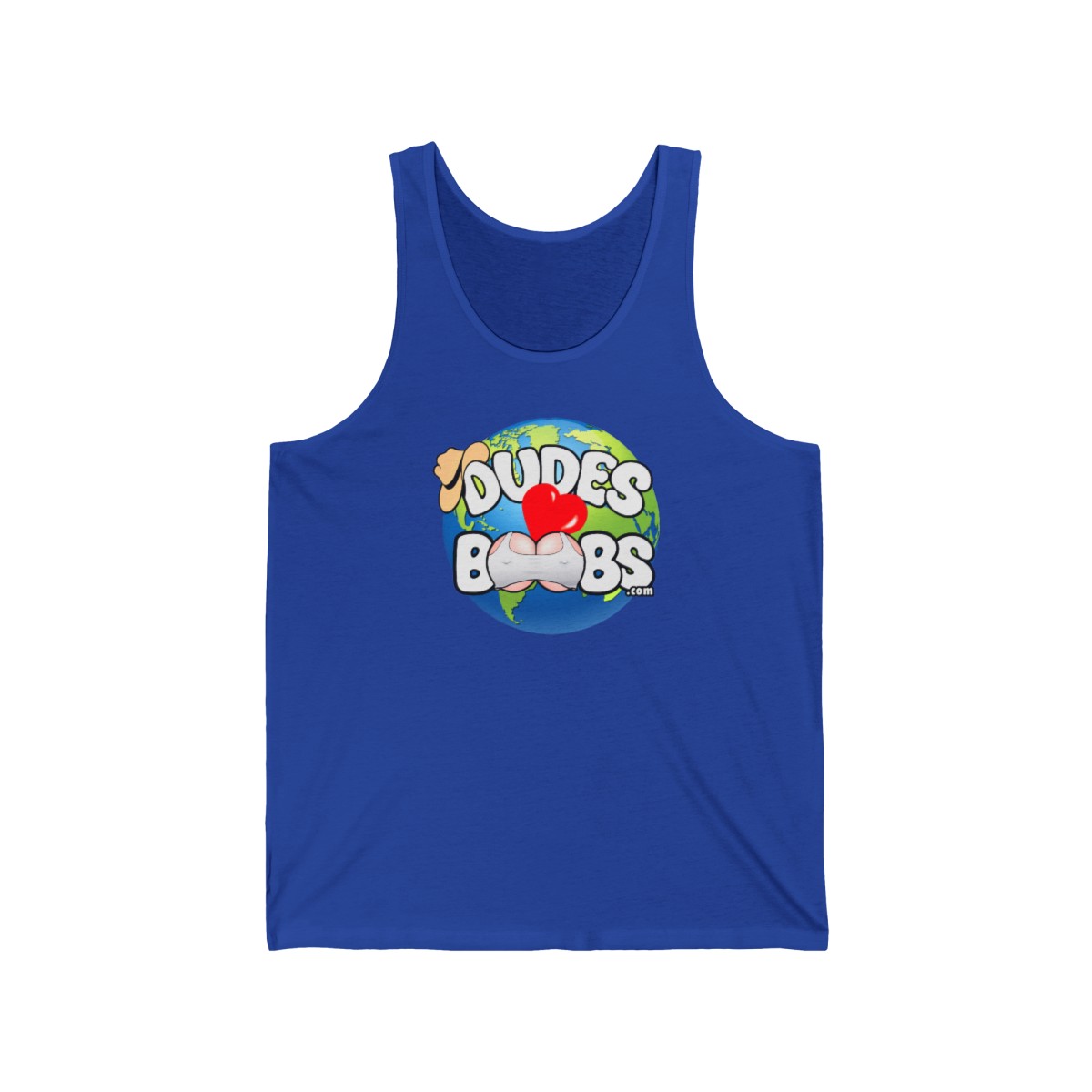 Unisex Jersey Tank, DUDES LOVE BOOBS brand, earth logo - Image 15