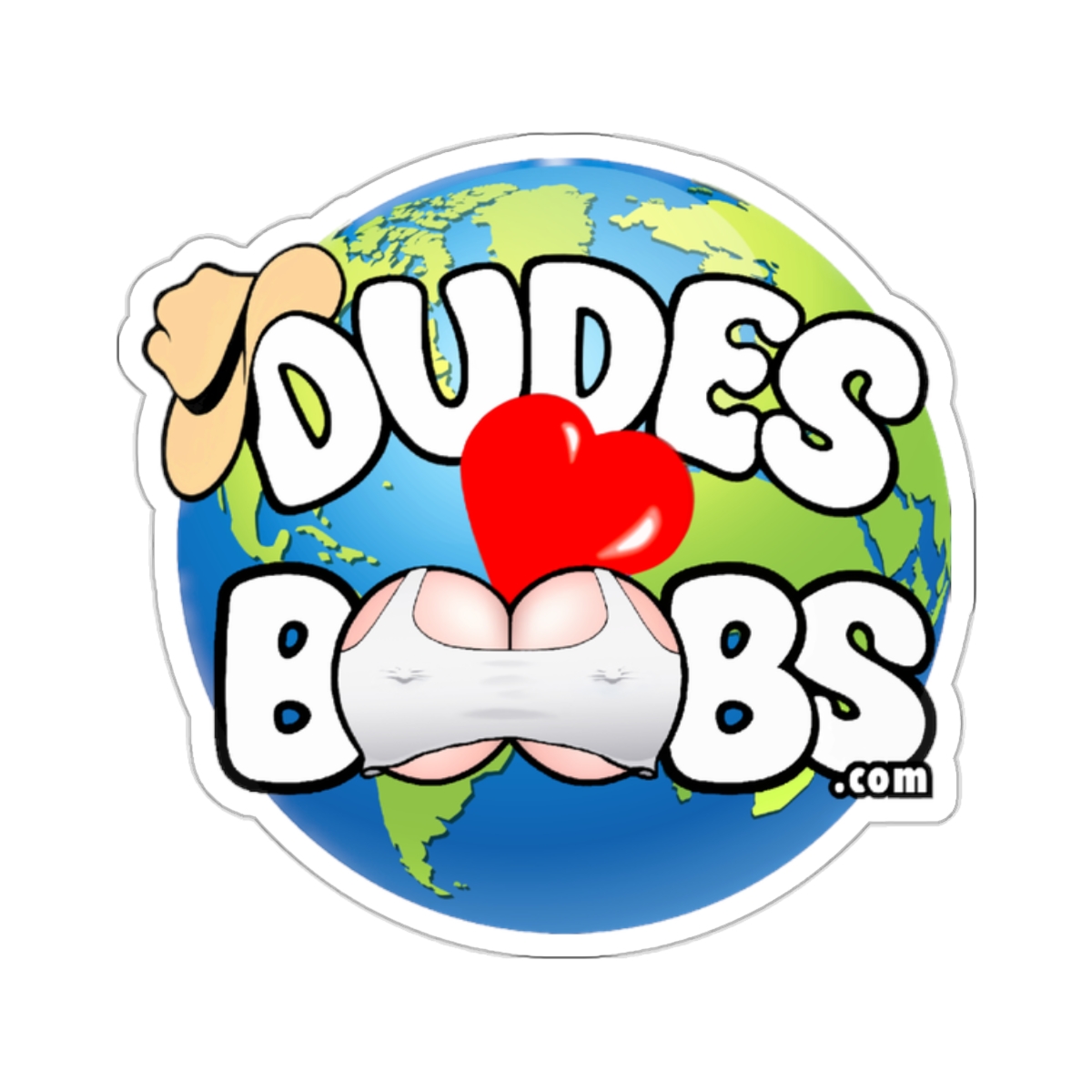 Kiss-Cut Stickers, DUDES LOVE BOOBS brand, earth logo - Image 4