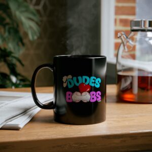 Black Mug (11oz) DUDES LOVE BOOBS brand-logo