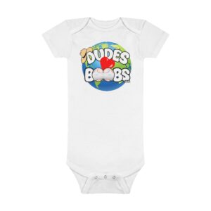 Onesie® Organic Baby Bodysuit, DUDES LOVE BOOBS brand, earth logo