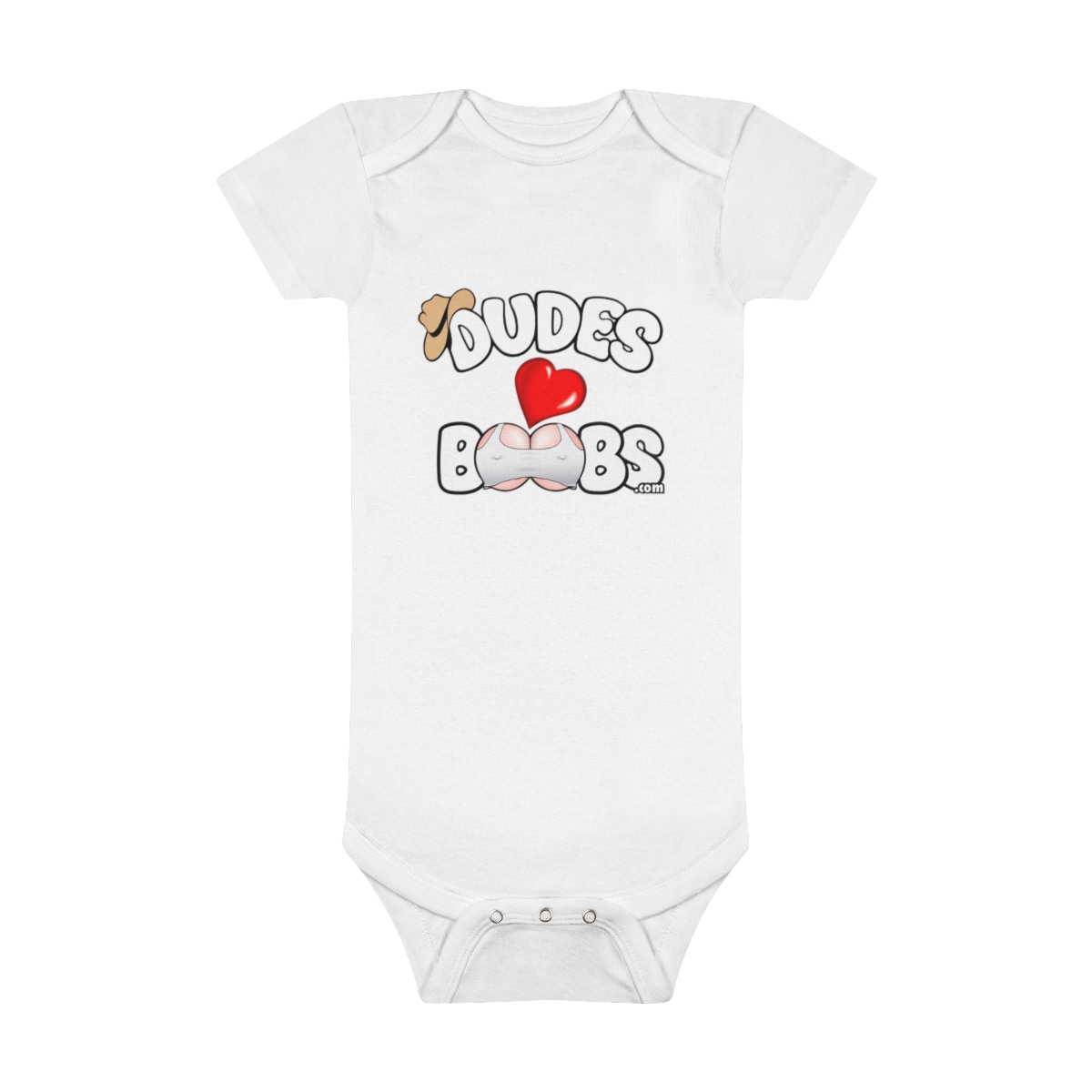 Onesie® Organic Baby Bodysuit DUDES LOVE BOOBS brand-logo