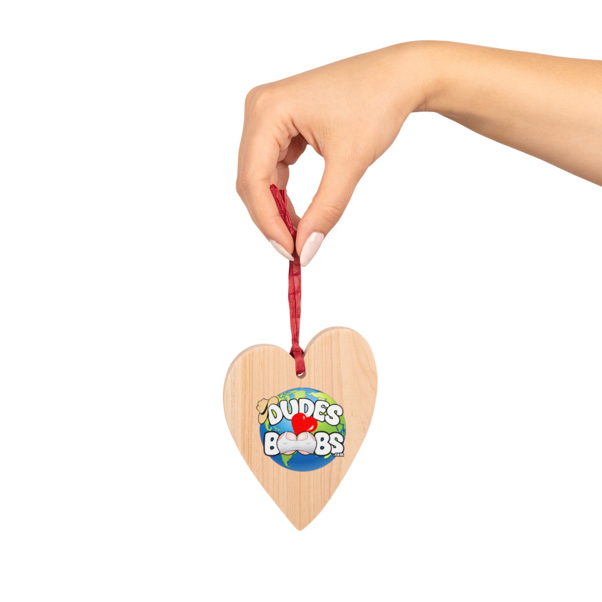 Wooden Ornaments, DUDES LOVE BOOBS brand, earth logo - Image 5