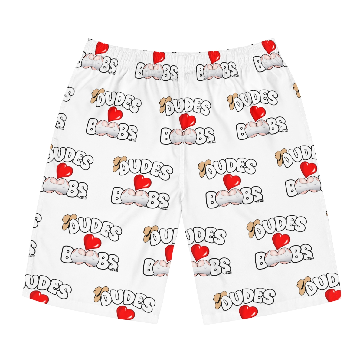 Men's Board Shorts (AOP) DUDES LOVE BOOBS brand-logo - Image 26