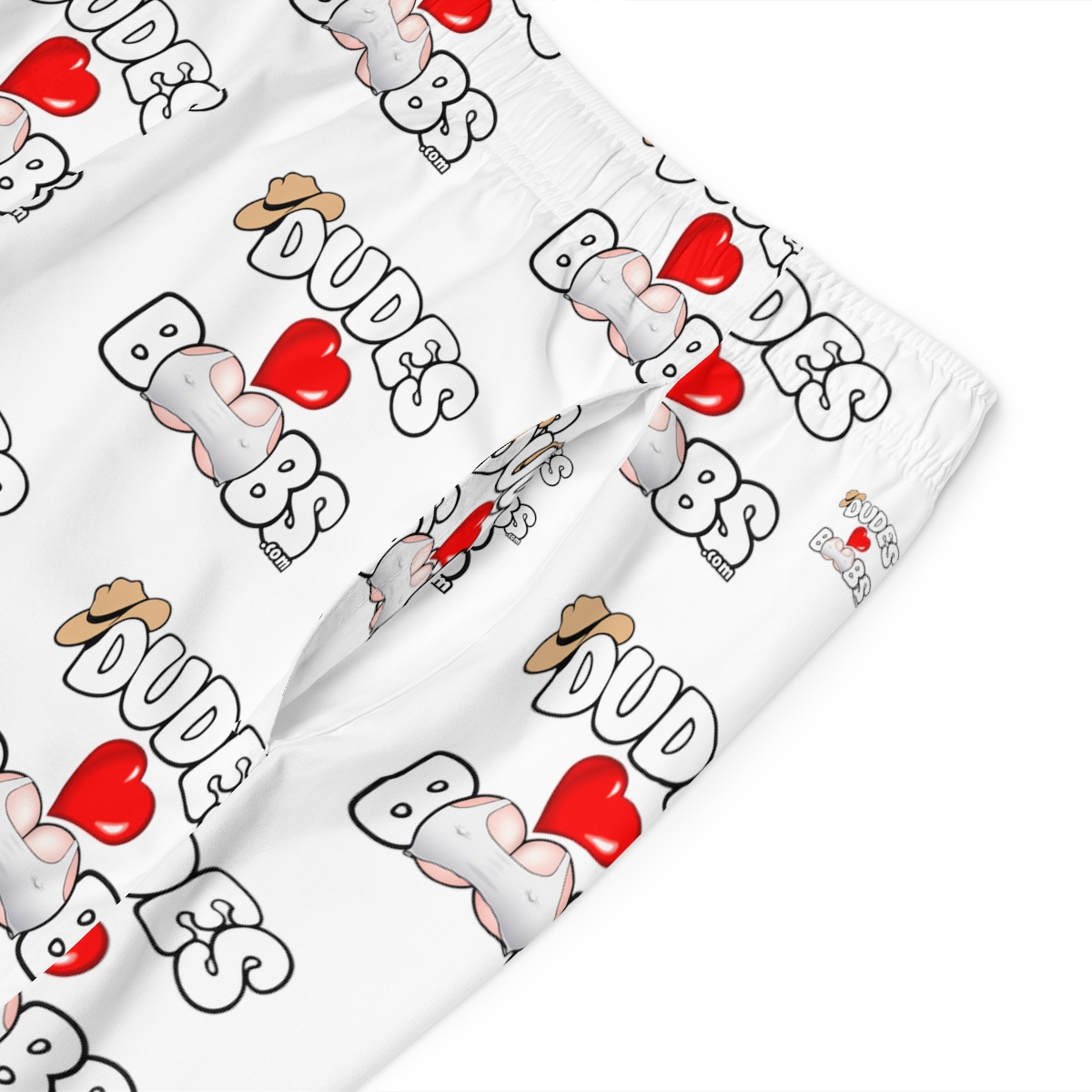 Men's Board Shorts (AOP) DUDES LOVE BOOBS brand-logo - Image 39