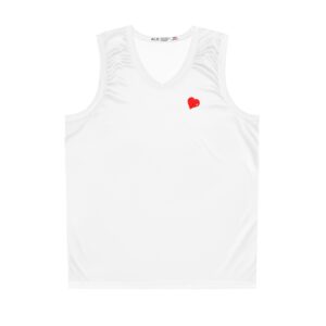 Basketball Jersey (AOP) DUDES LOVE BOOBS brand, earth logo, tan boobs