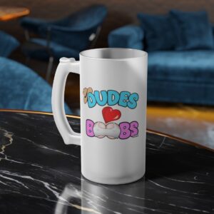 Frosted Glass Beer Mug DUDED LOVE BOOBS brand-logo