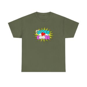Unisex Heavy Cotton Tee, DUDES LOVE BOOBS brand-logo, yellow burst