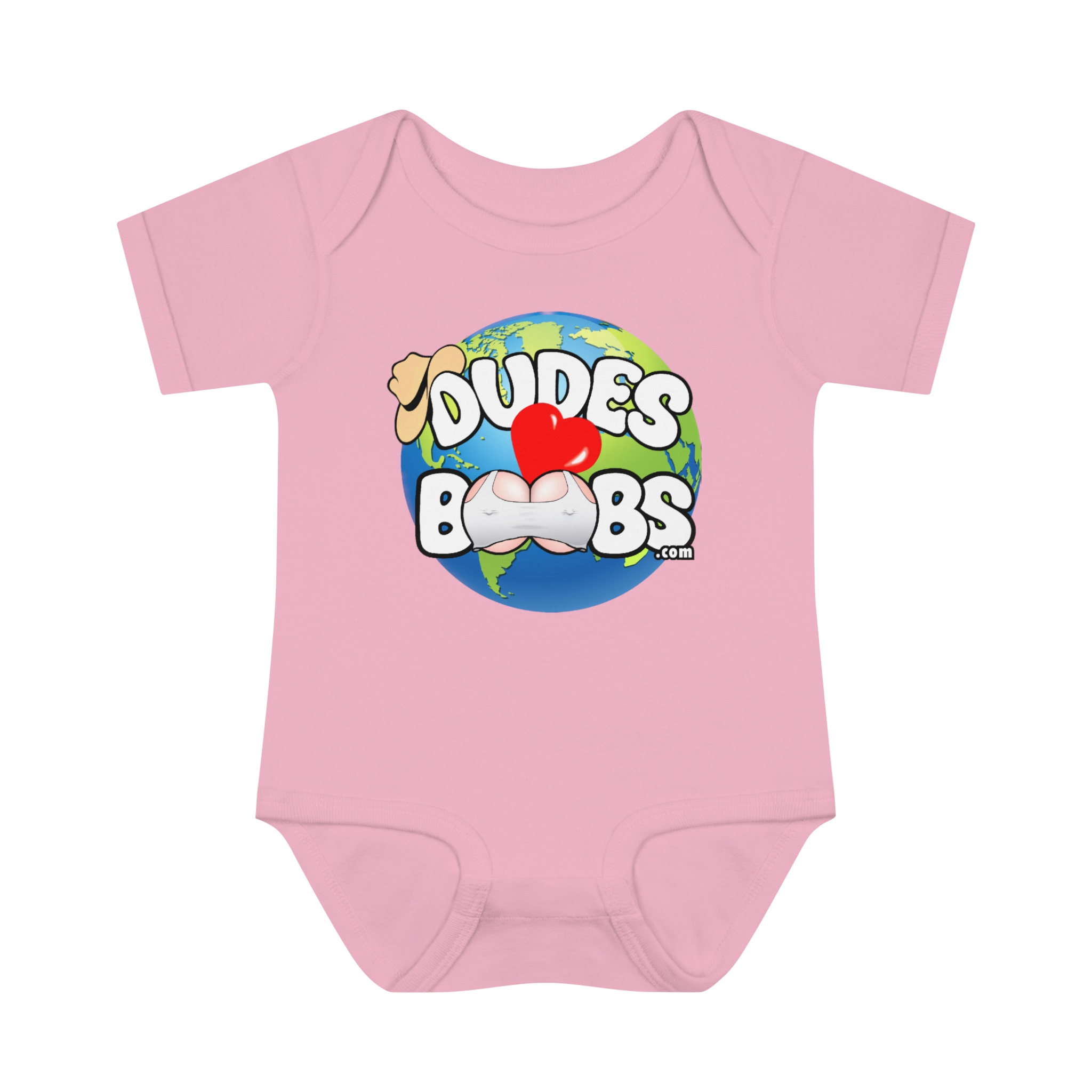 Infant Baby Rib Bodysuit, DUDES LOVE BOOBS brand, earth logo, - Image 17