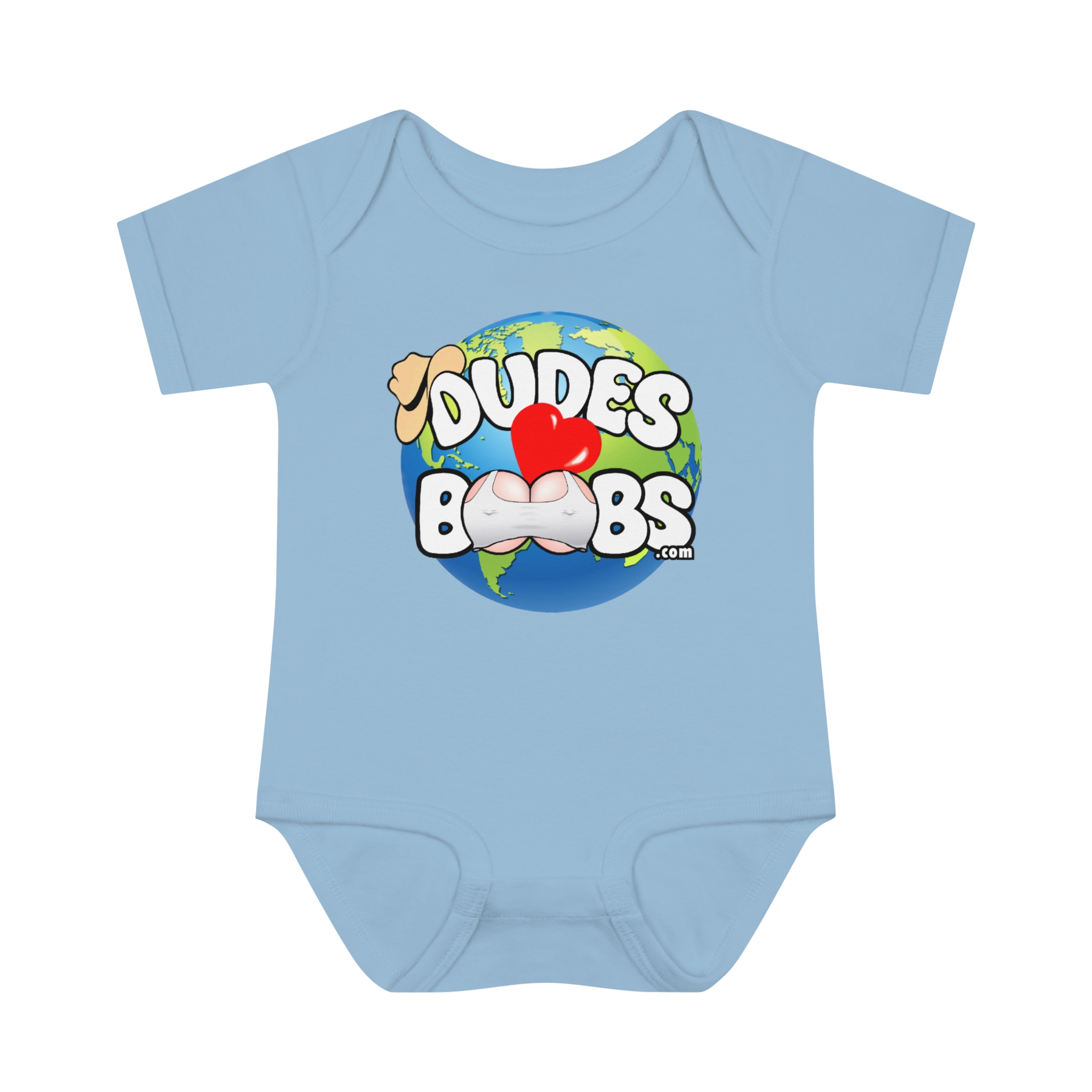 Infant Baby Rib Bodysuit, DUDES LOVE BOOBS brand, earth logo, - Image 13
