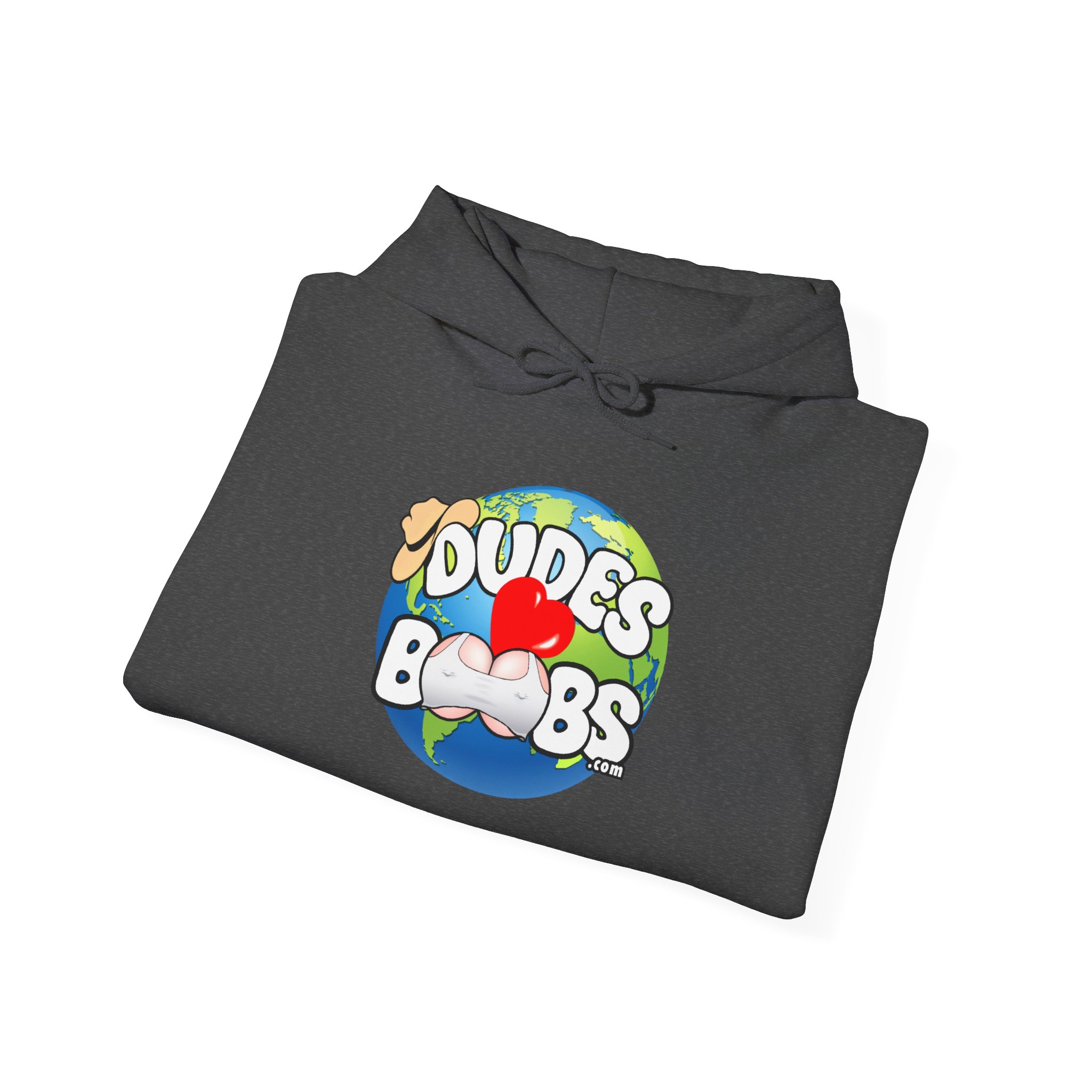 Unisex Heavy Blend™ Hooded Sweatshirt, DUDES LOVE BOOBS brand, earth logo - Image 28