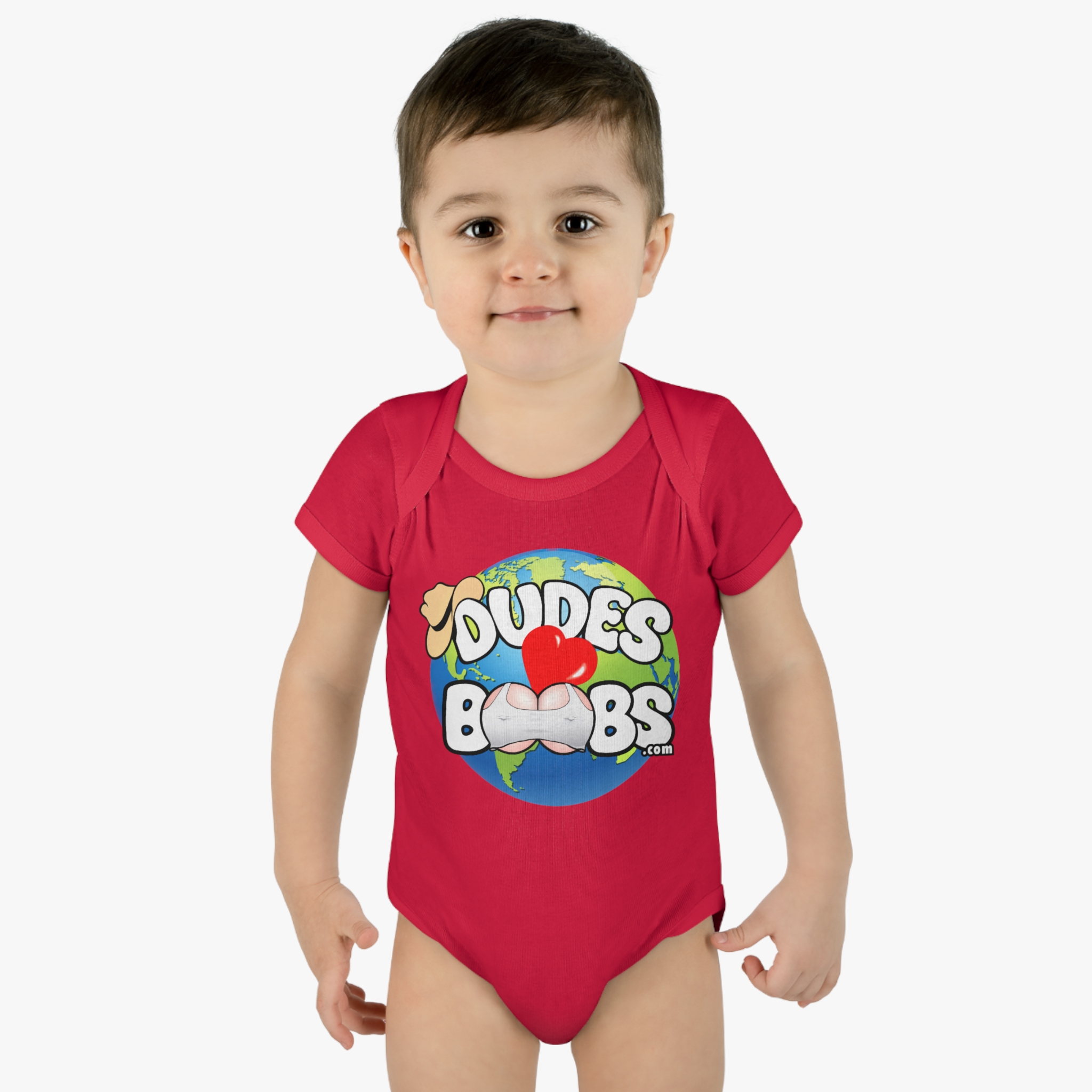 Infant Baby Rib Bodysuit, DUDES LOVE BOOBS brand, earth logo, - Image 23