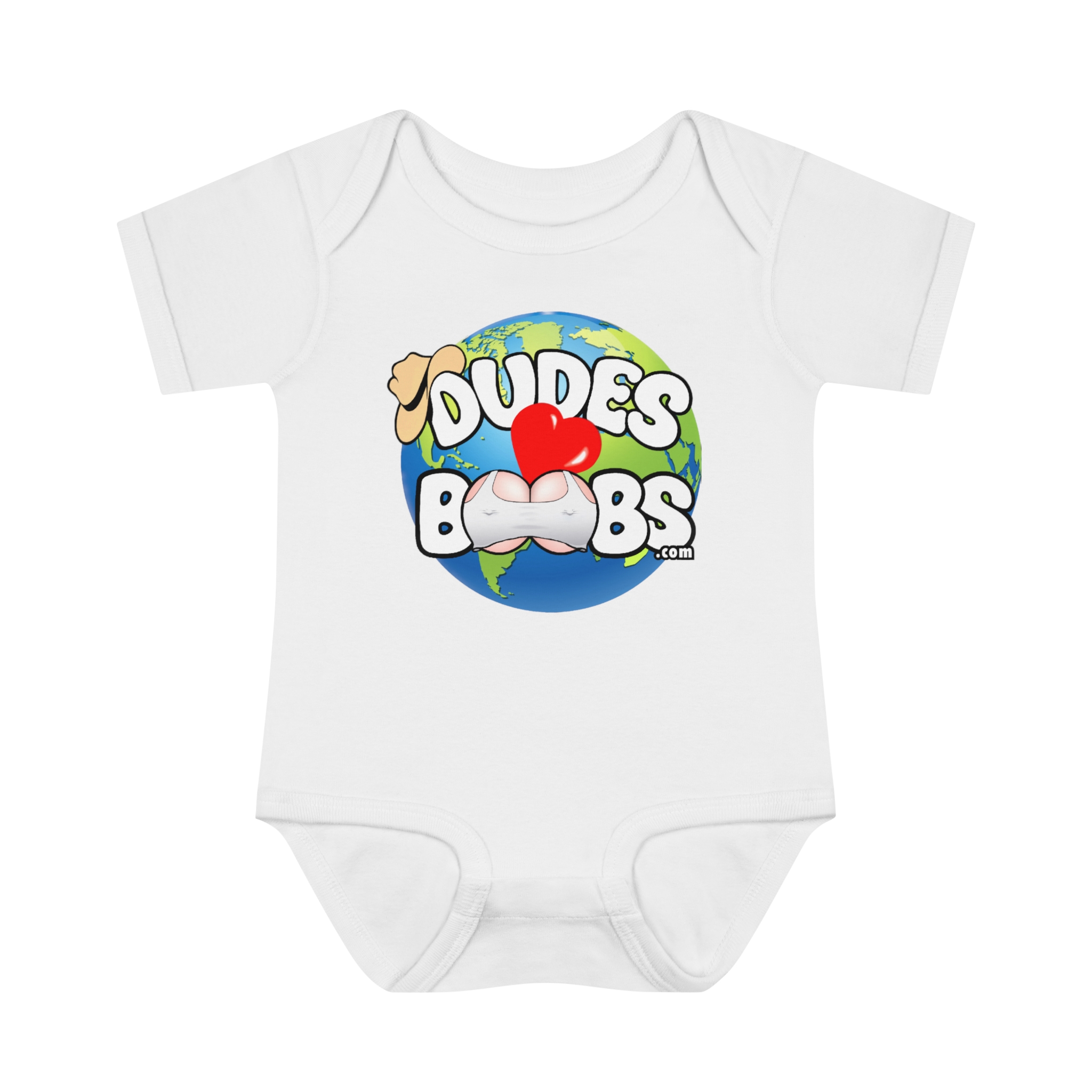 Infant Baby Rib Bodysuit, DUDES LOVE BOOBS brand, earth logo, - Image 29