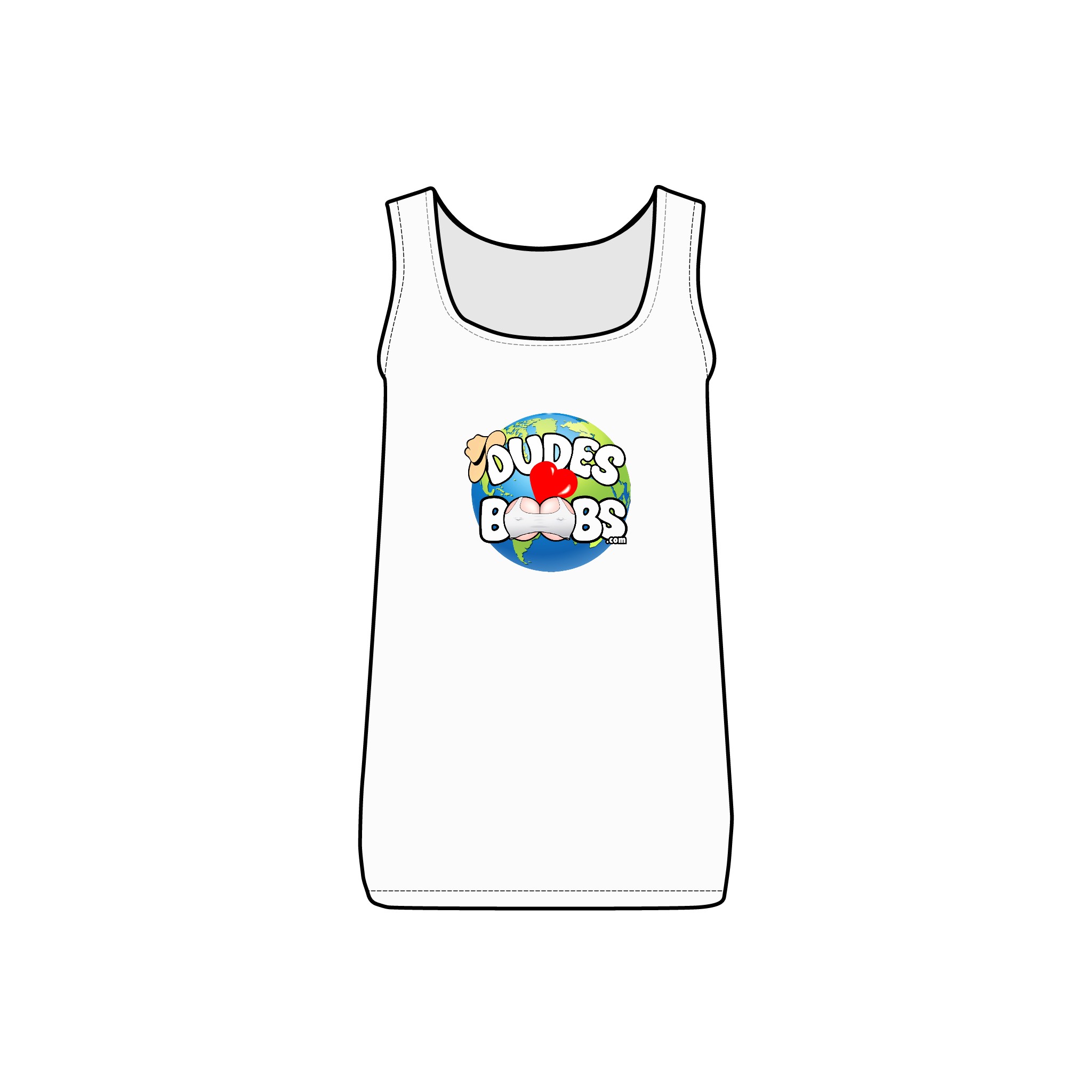 Women's Micro Ribbed Tank, DUDES LOVE BOOBS brand, earth logo