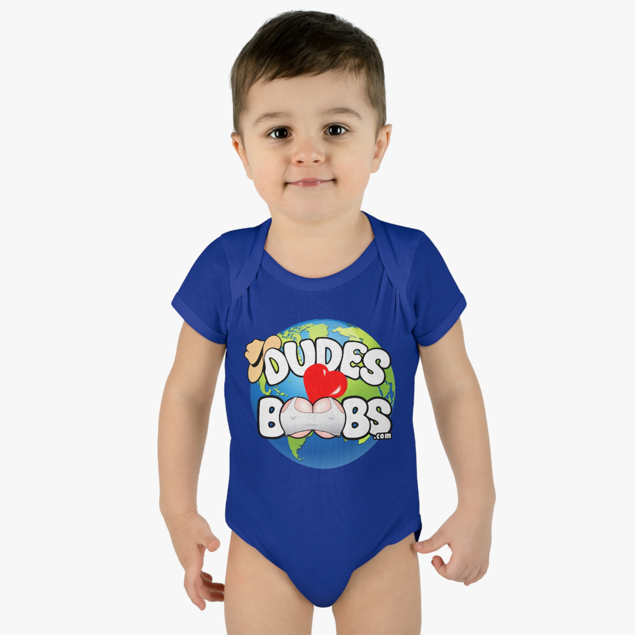 Infant Baby Rib Bodysuit, DUDES LOVE BOOBS brand, earth logo, - Image 27